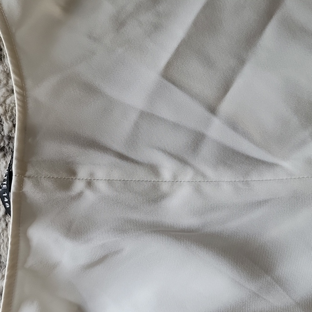 Lafayette 148 NY Silk V Neck Ruched 3 Quarter Blouse Ivory White Size Medium - Picture 7 of 7